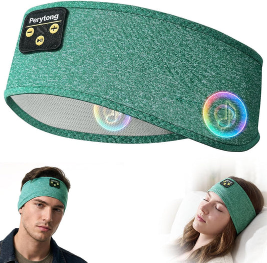 Sleep Headphones Wireless, Bluetooth Sports Headband Headphones with Ultra-Thin HD Stereo Speakers Perfect for Sleeping,Workout,Jogging,Yoga,Insomnia, Air Travel, Meditation (Green)